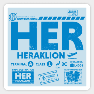 Vintage Heraklion HER Airport Code Travel Day Retro Travel Tag Crete Greece Magnet